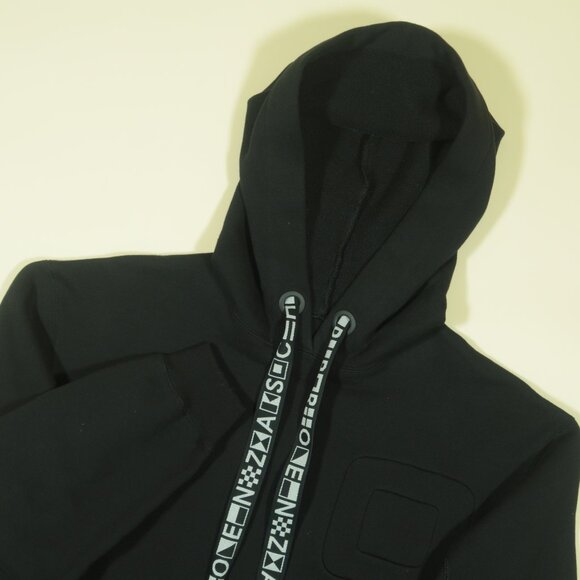 Proenza Schouler White Label Hoodie Womens XS Black Printed Drawstring - Picture 1 of 5